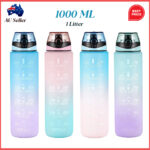 Premium 1000ml BPA-Free Water Bottle with Leakproof Seal, Time Marker, and Straw - Ideal for Gym and Outdoor Use